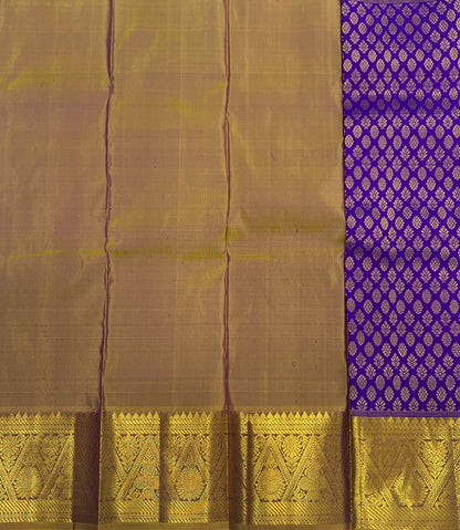 Blue shade Pure kanchipuram Kids Pattu Pavadai with contrast border for newborn to 2 Years