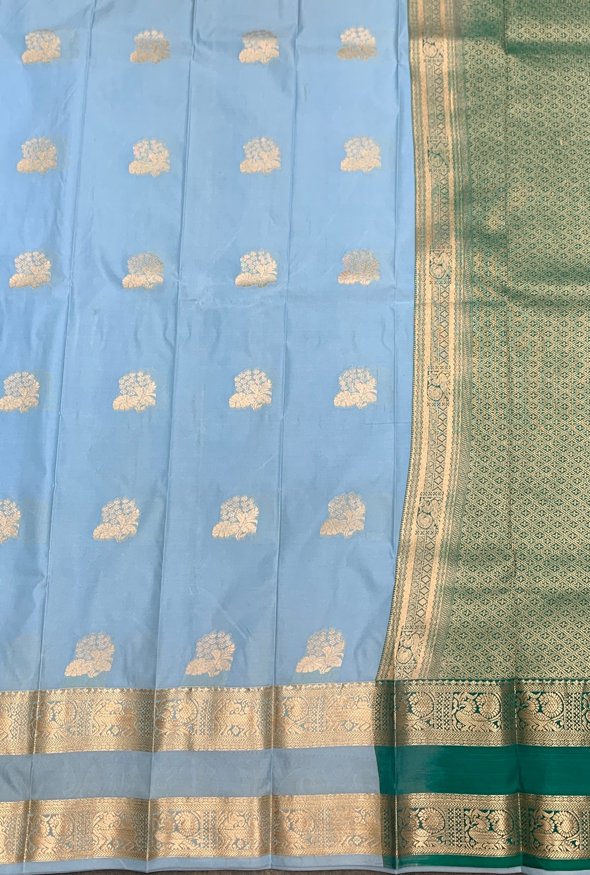 Soft Silk Casual Saree Ice Blue Colour with Rettai Pettu Border