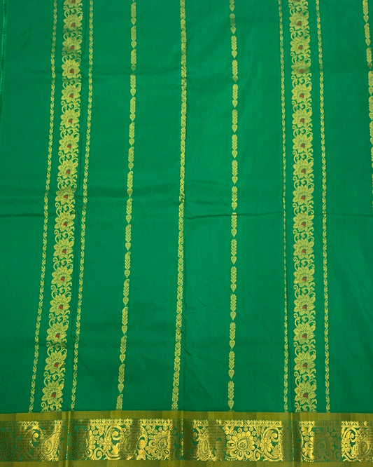 Green shade Semi silk Kids Pattu Pavadai with Contrast border for age 5 to 10