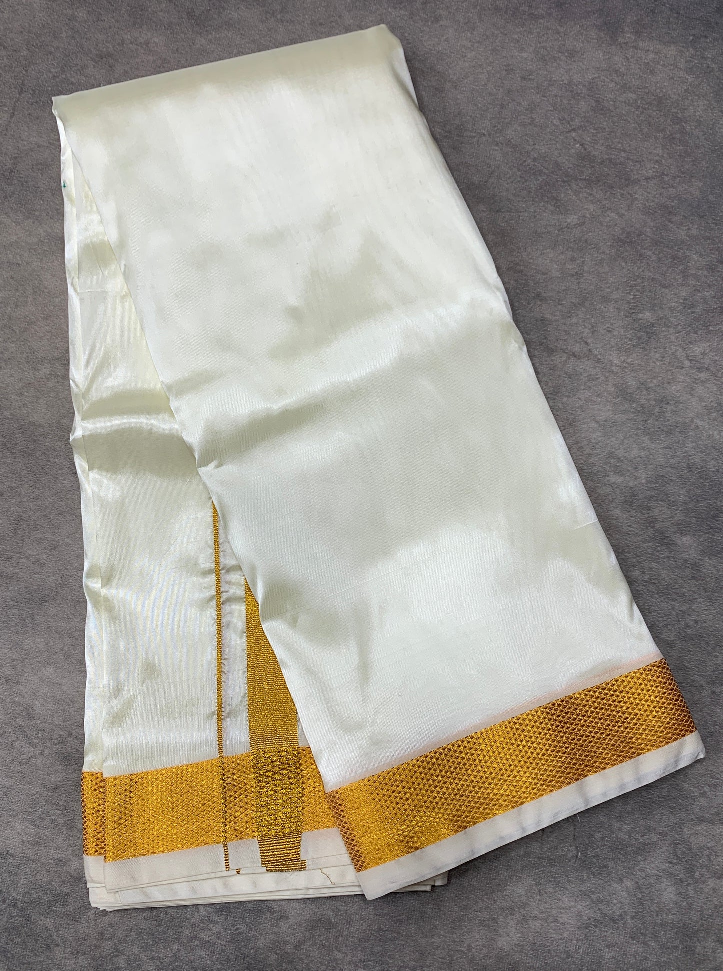 Art Silk Dhoti 8 Mulam Cream Colour Small Border