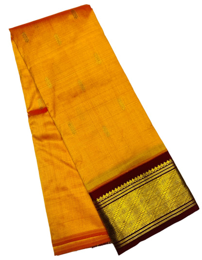 Pure Kanchipuram Silk Mango Yellow Colour