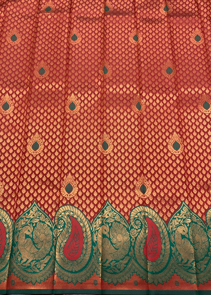 Maroon Colour Art Silk Saree with Green Border