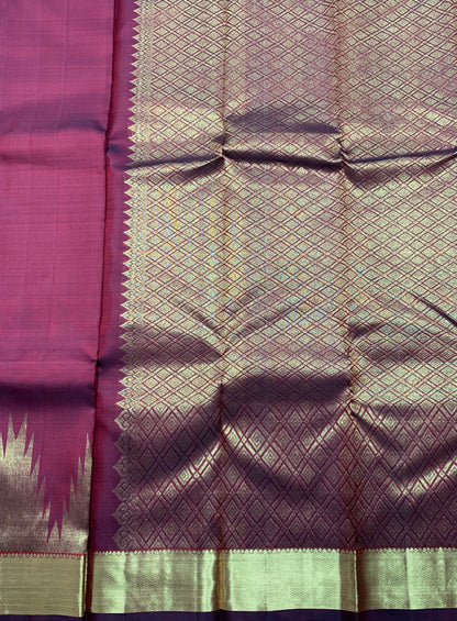 Pure Kanchipuram Silk Saree Maroon Colour with Golden Zari Border