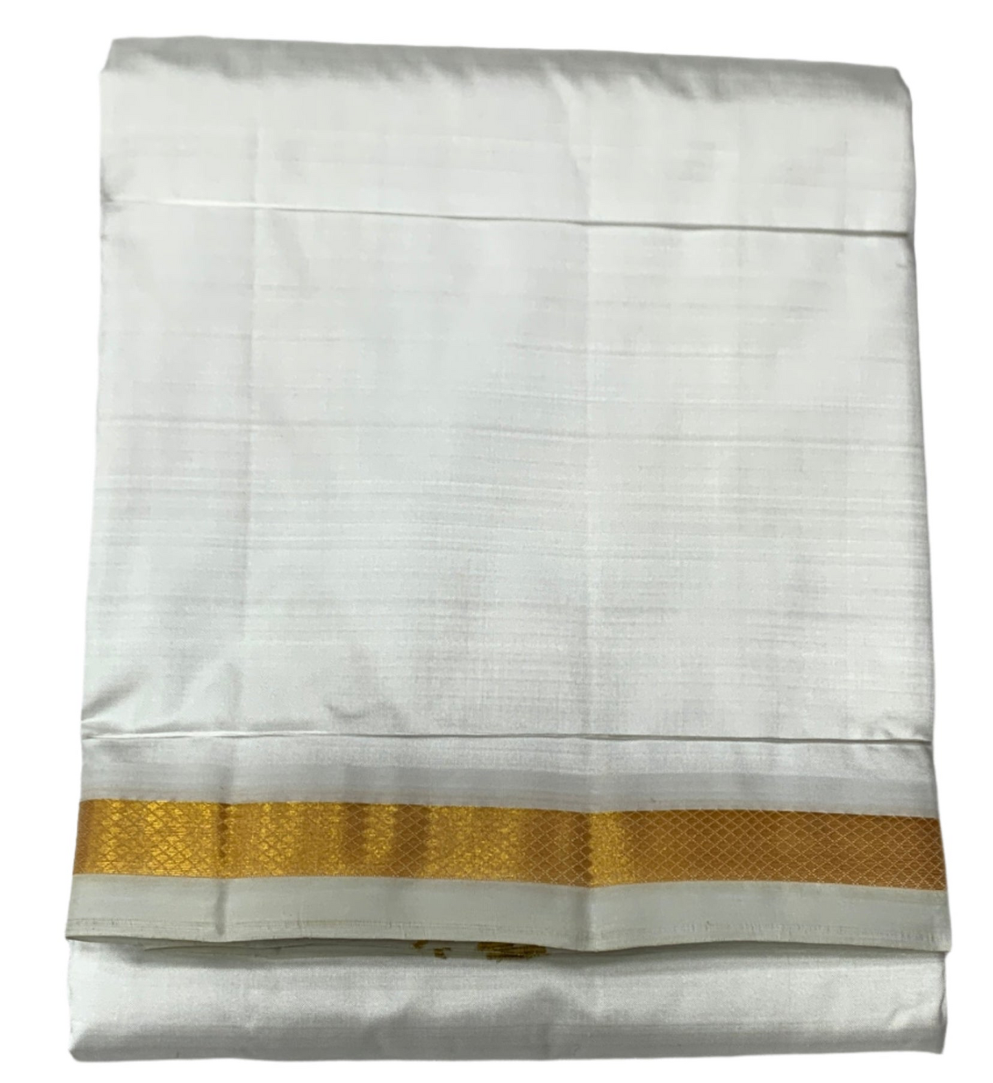 9X5 Pure Silk Dhoti White Colour with Small Border