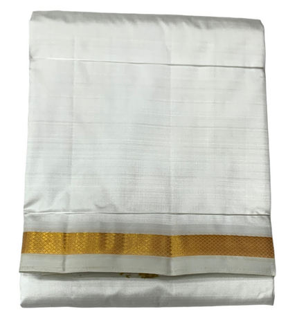 9X5 Pure Silk Dhoti White Colour with Small Border