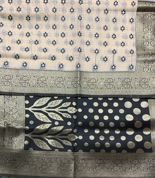 Banaras Katan Saree Tussar Colour with Katan Work Border