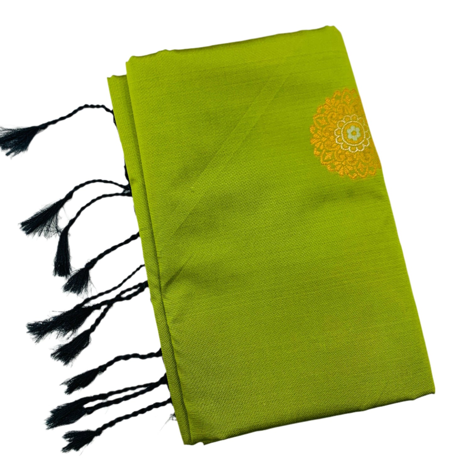 Soft Vegan Silk Saree Light Olive Green Colour with Border Less