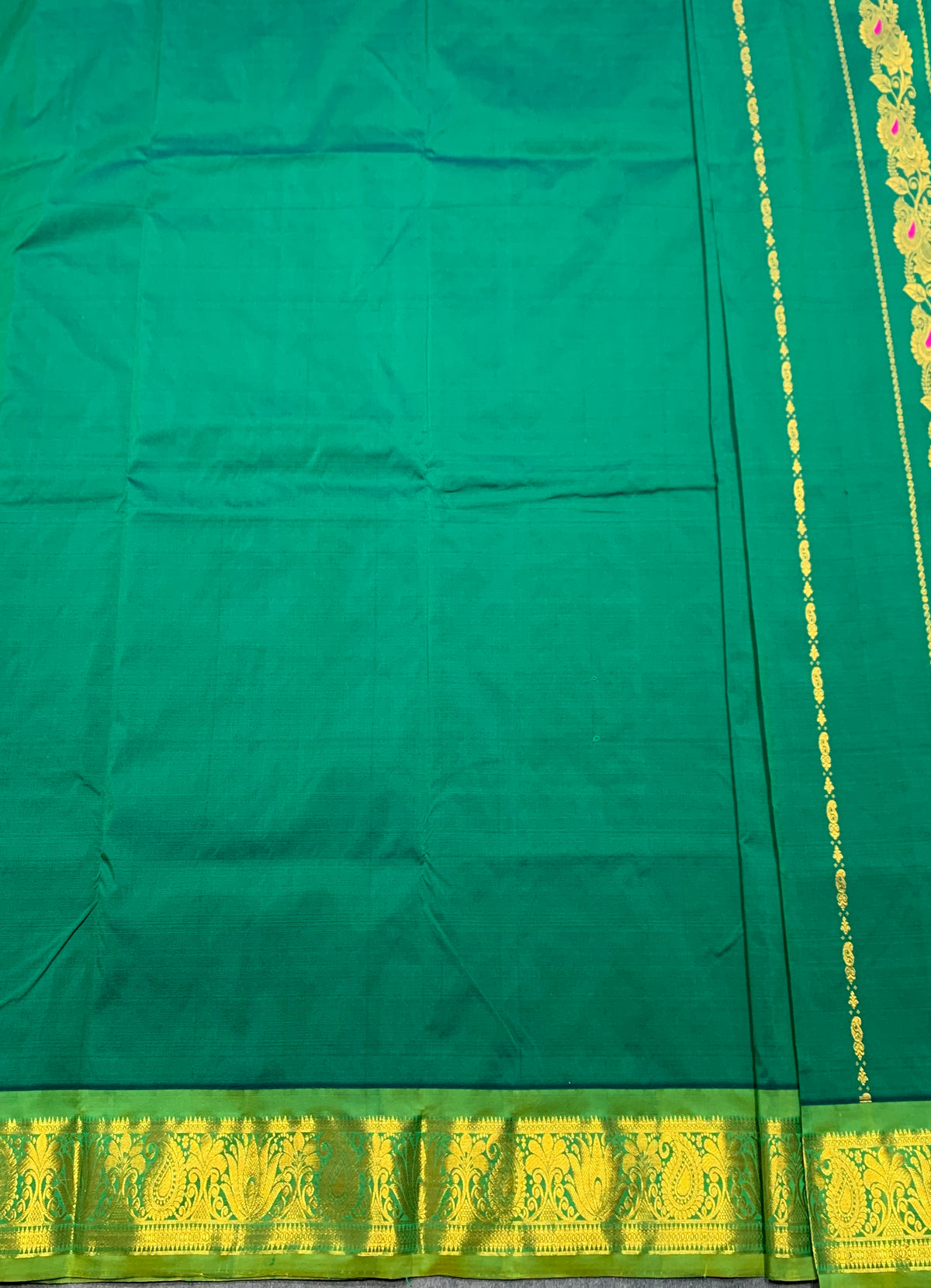 Light Green shade Semi Silk Kids Pattu Pavadai with Contrast border for age above 10 years
