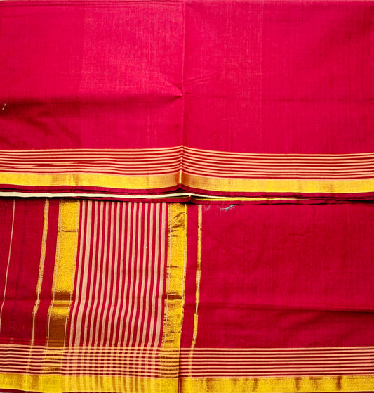 Chettinad Cotton Saree Red Colour with Zari Border