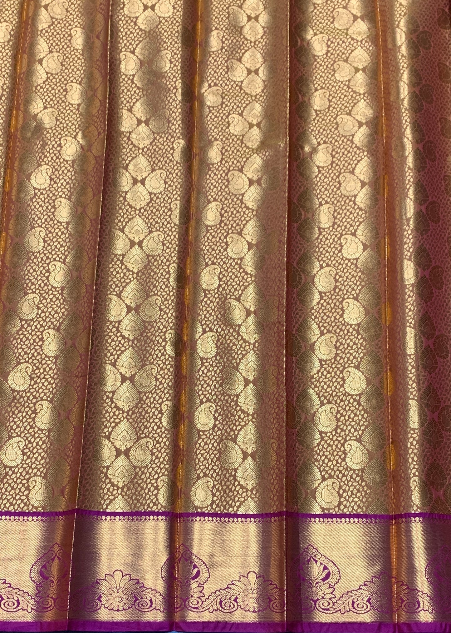 Vegan Silk Saree Golden Yellow Colour with Pink and Copper Border