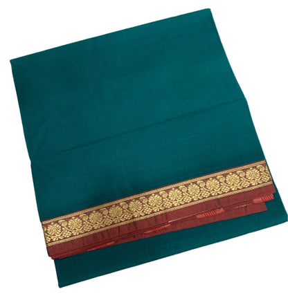 Chettinad Cotton Saree Emerald green Colour with Brown Border