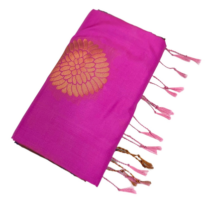 Soft Vegan Silk Saree Pink shade