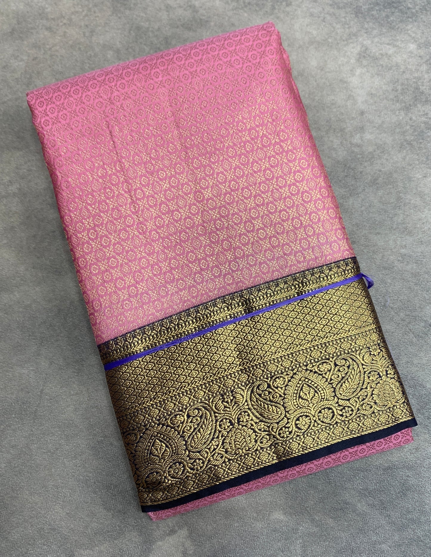 Fancy Tissue Saree Baby Pink Colour with Navy Blue Border