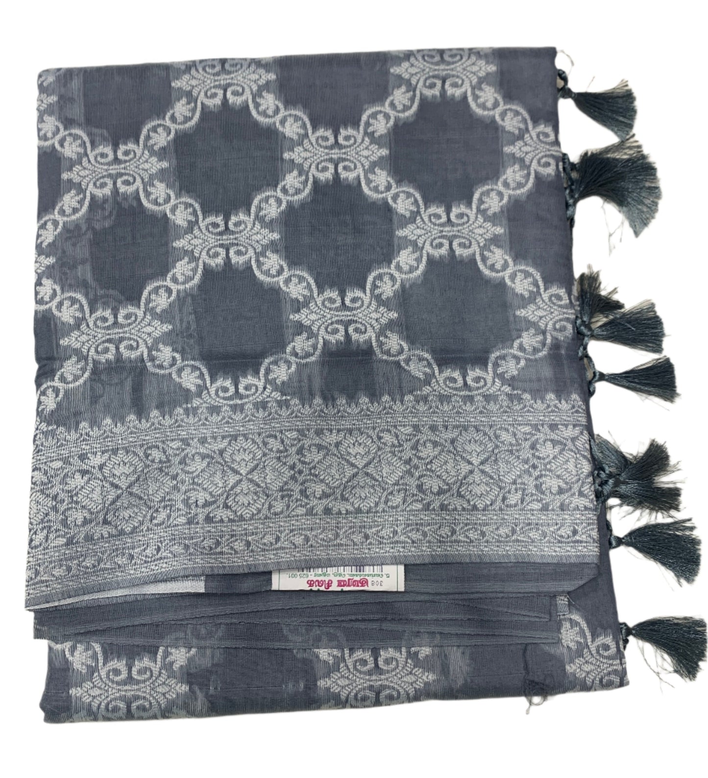 Banaras Katan Saree Gray Colour with Katan Work Border