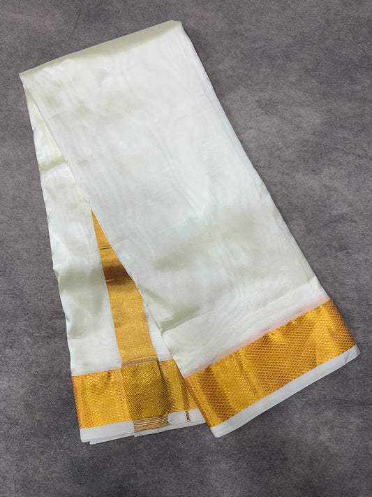 Art Silk Dhoti 8 Mulam Cream Colour with Medium Border