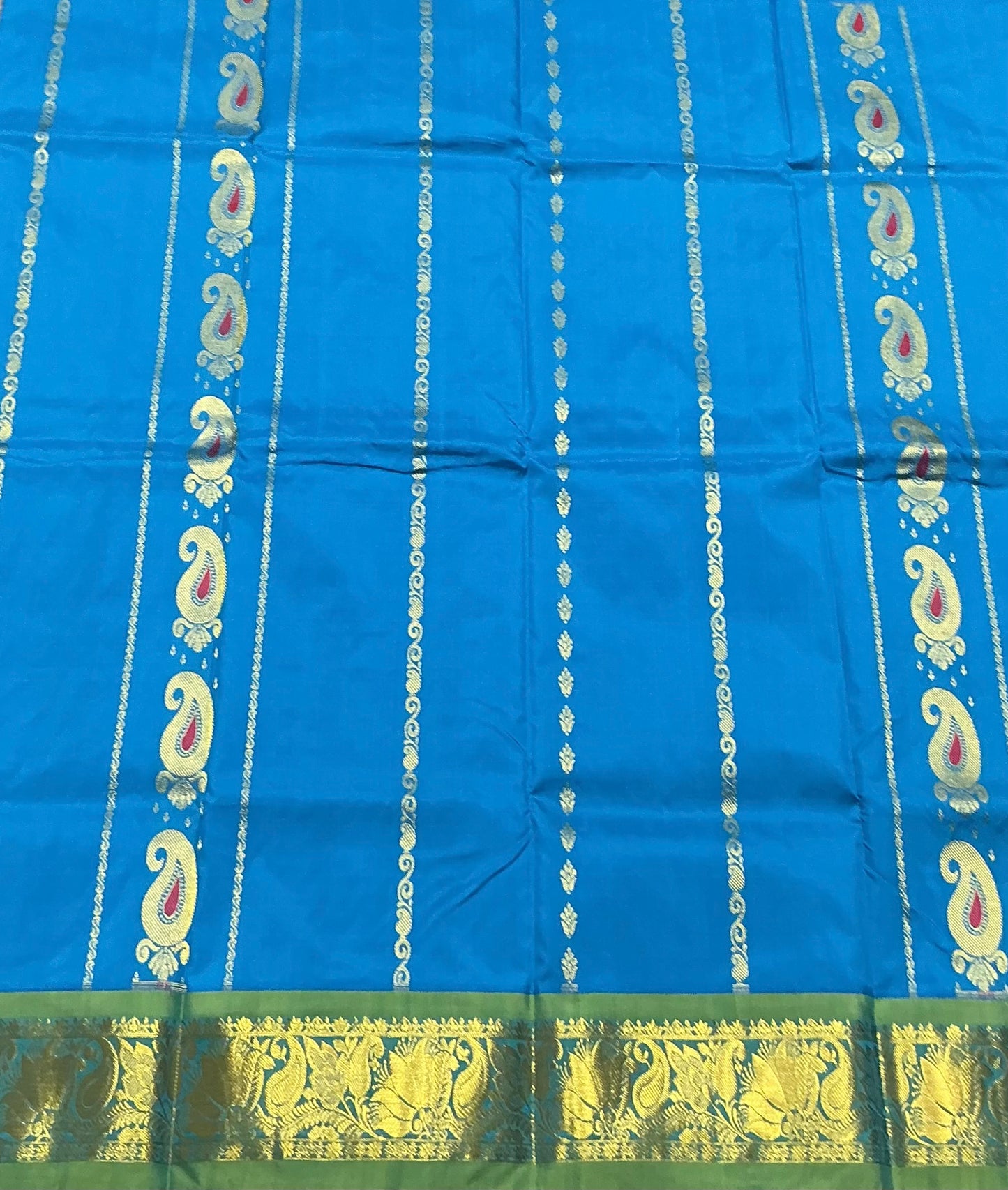 Sky Blue Shade Semi silk Kids Pattu Pavadai with Contrast border for age 5 to 10