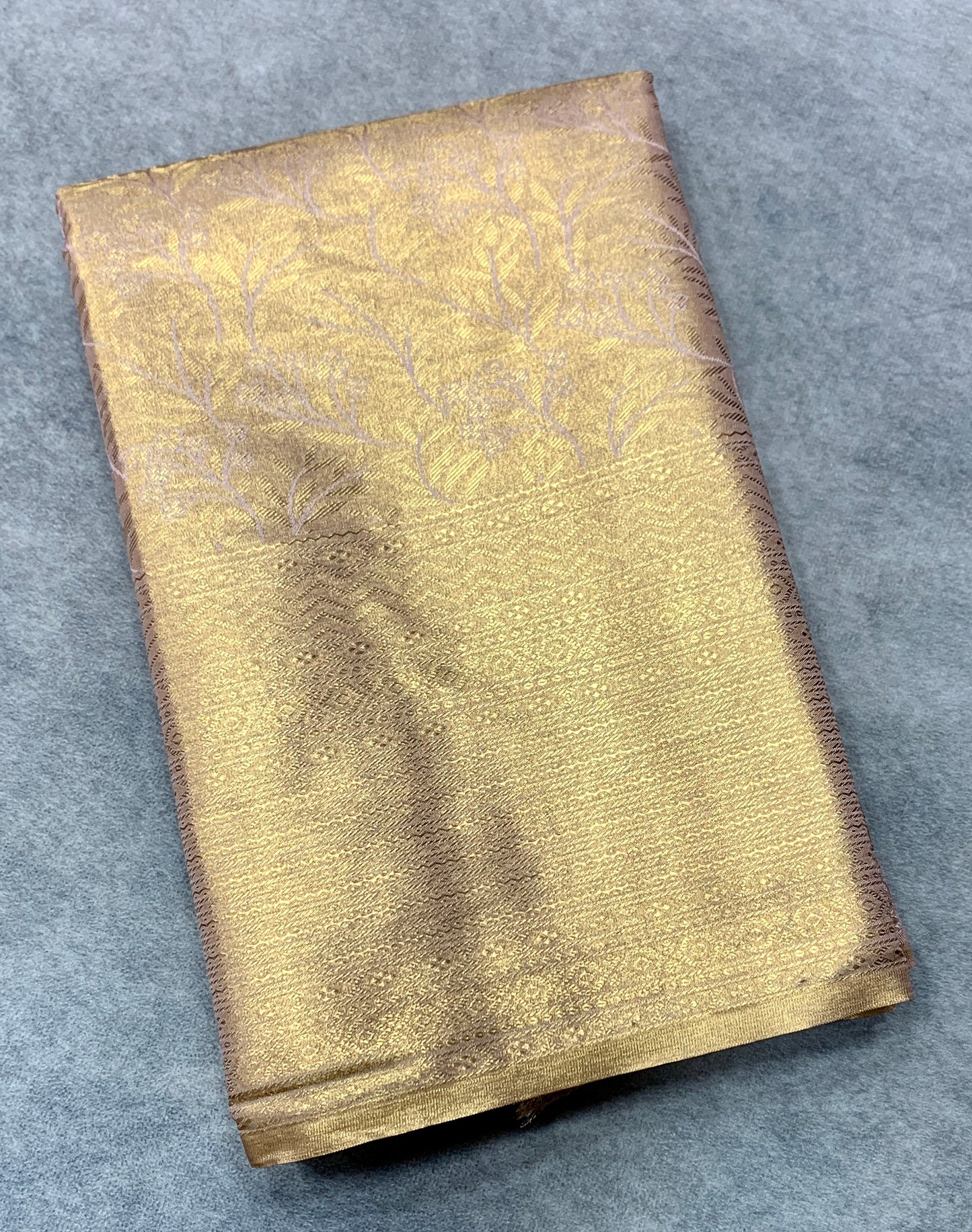 Fancy Tissue Saree Light Copper Colour with Self Design Border