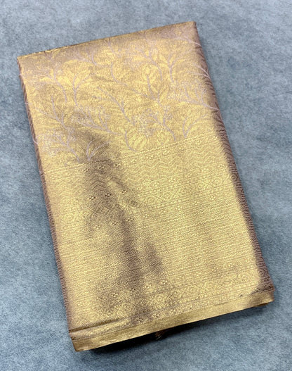 Fancy Tissue Saree Light Copper Colour with Self Design Border