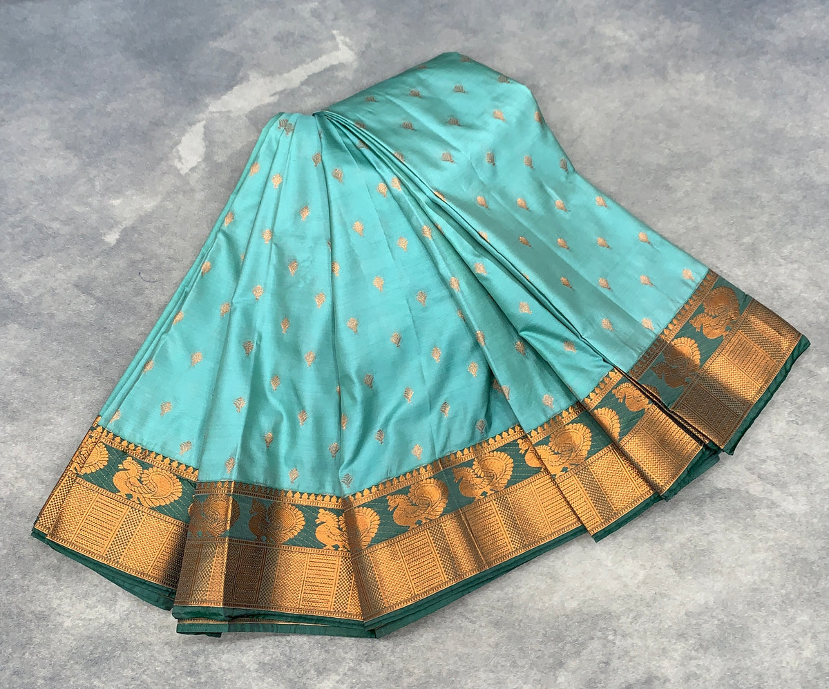 Soft Silk Casual Saree Sea Green Colour with Green Colour Border