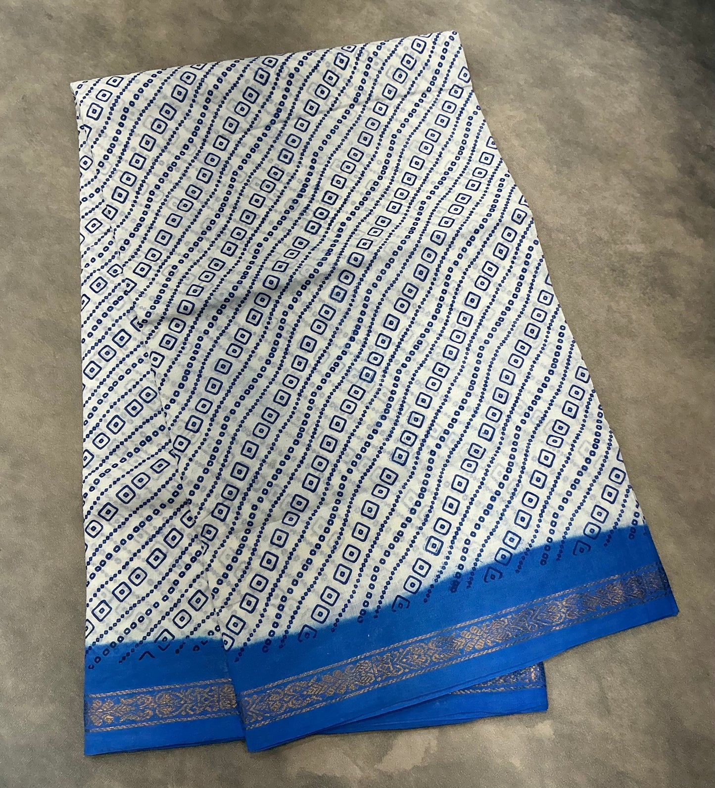 Chettinad Sungudi Cotton White Colour with Sky Blue Colour Border