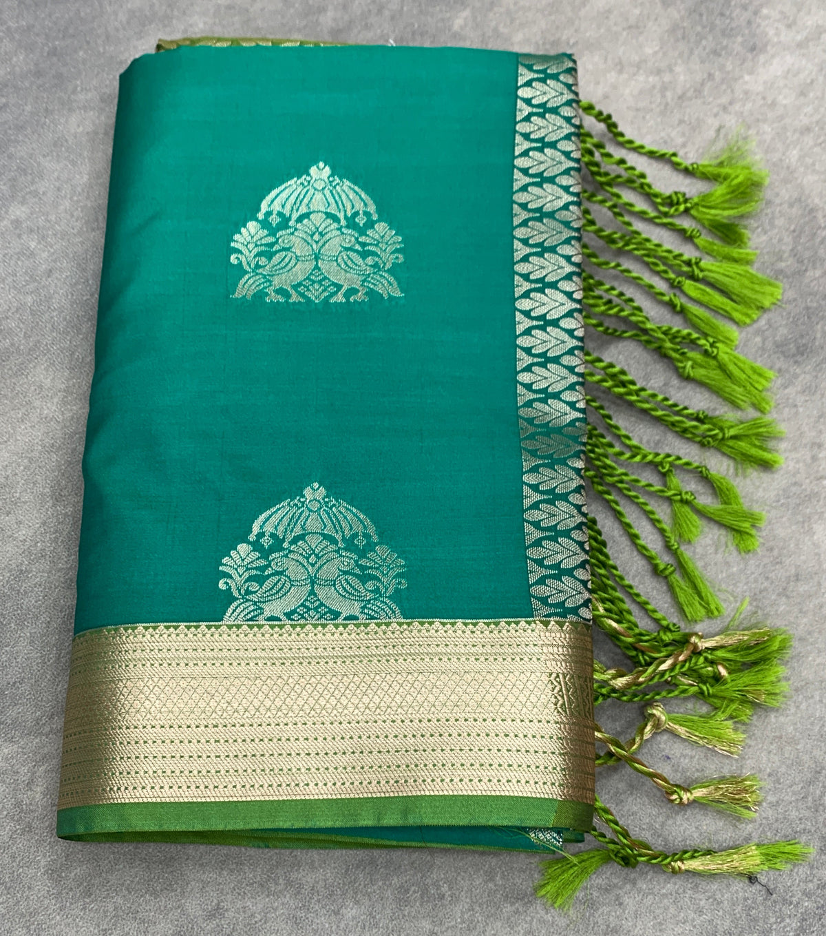 Art Silk Saree Light Green Colour with Olive Green Colour Border