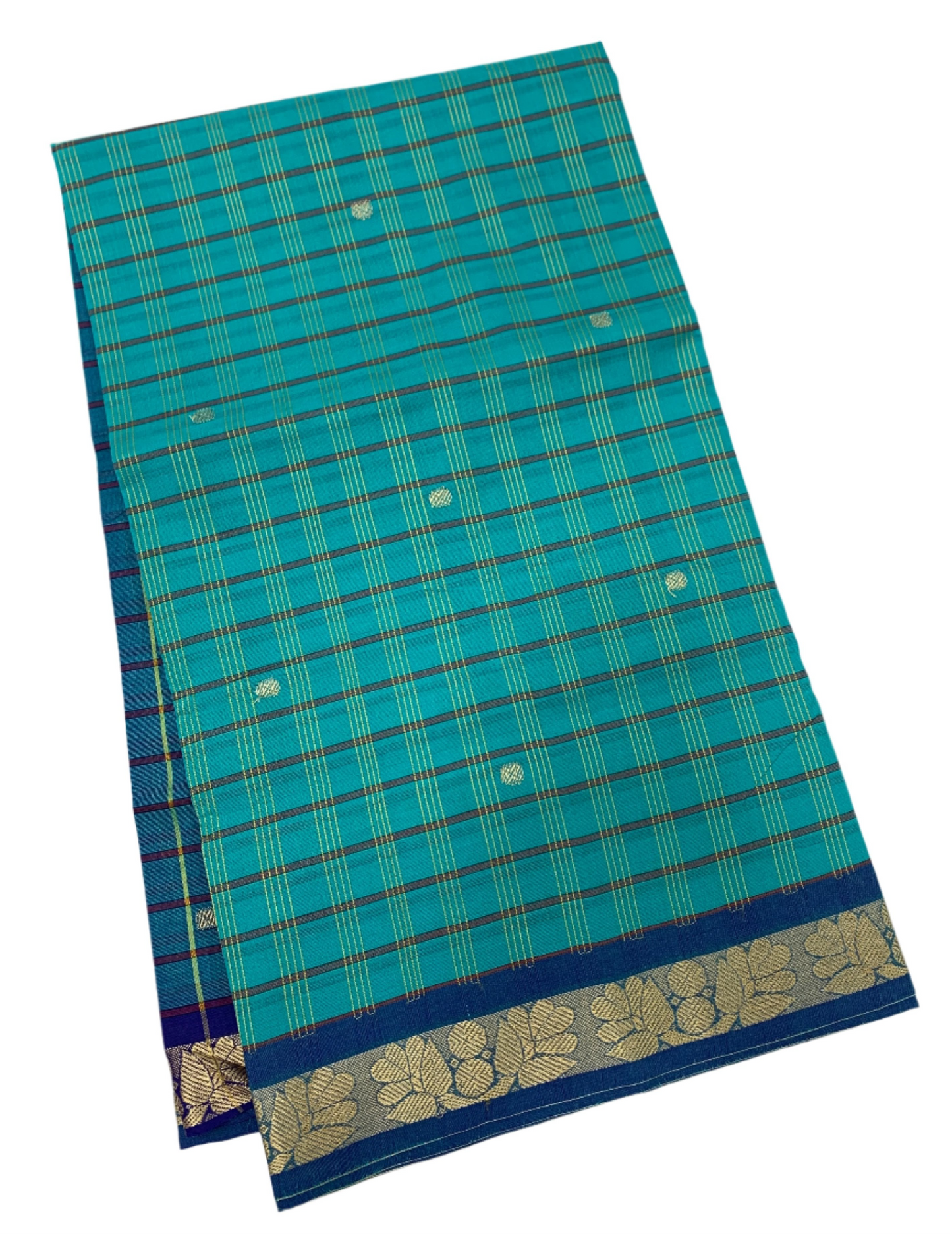 Chettinad Cotton Saree Rama Blue Shade with Blue Border