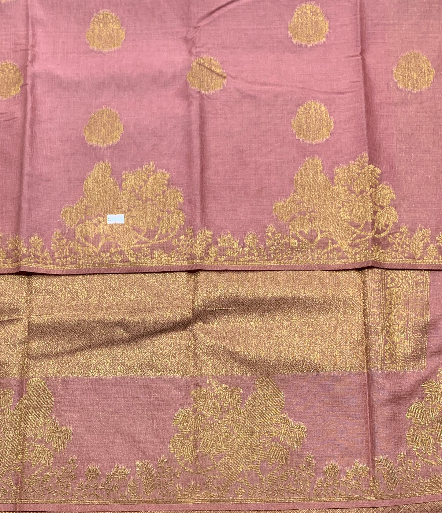 Kora Silk Saree Onion Pink Colour with Flower and Parrot Design Border
