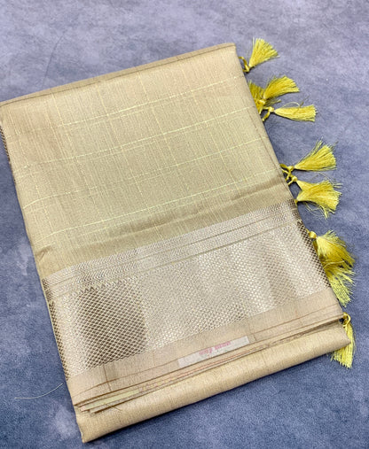 Banaras Katan Saree Golden Colour with Katan Work Border