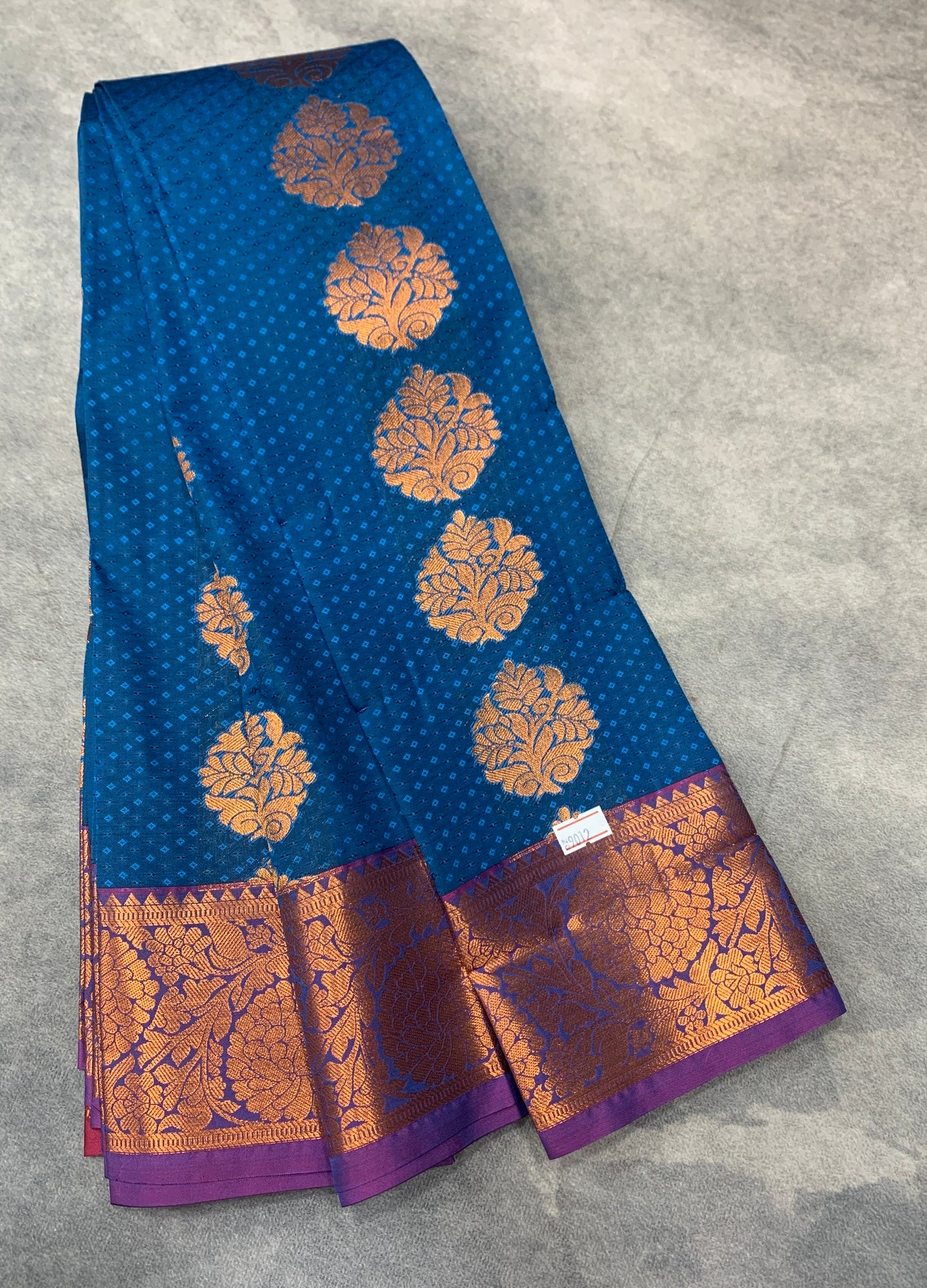 Vegan Silk Saree Blue Colour Saree with Copper Border