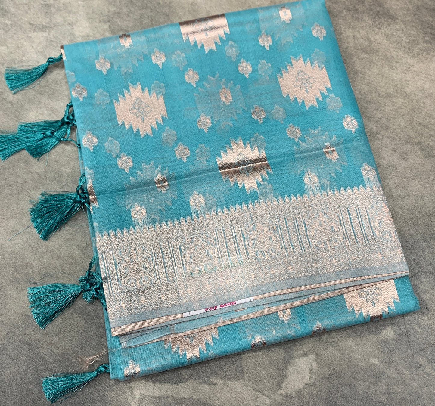Banaras Katan Saree Sky Blue Colour with Katan Work Border