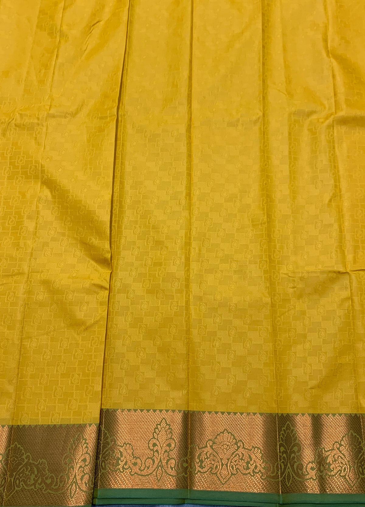 Poly Cotton Saree Yellow Colour with Copper Border