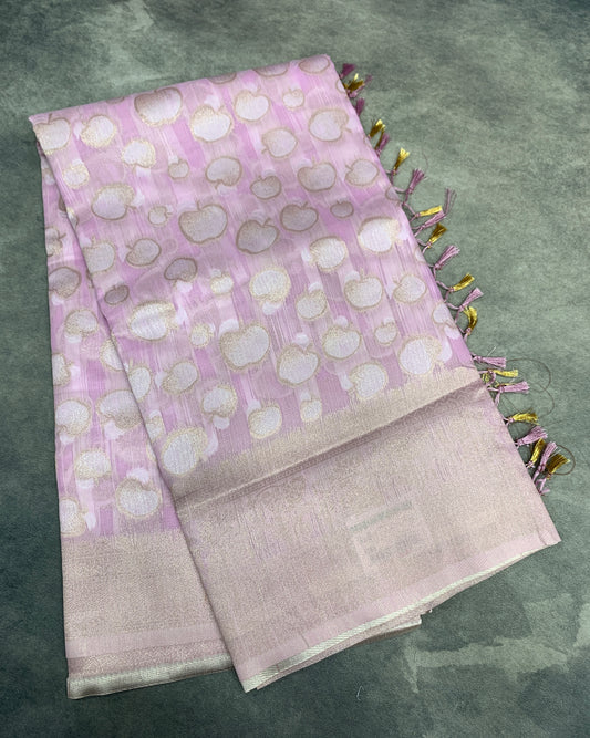 Banaras Katan Saree Lavender Colour with Katan Work Border