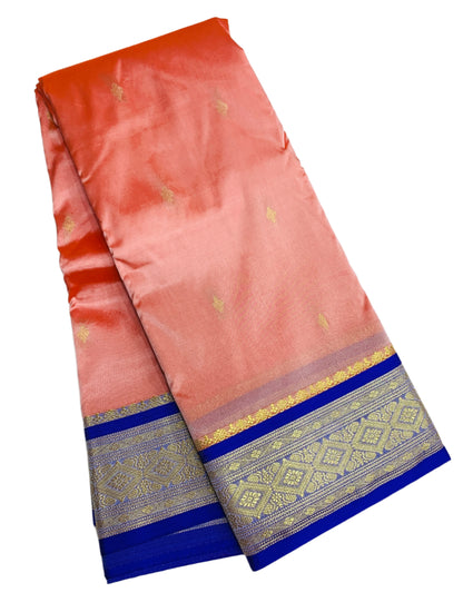 Peach Shade Saree with Golden and Blue Border