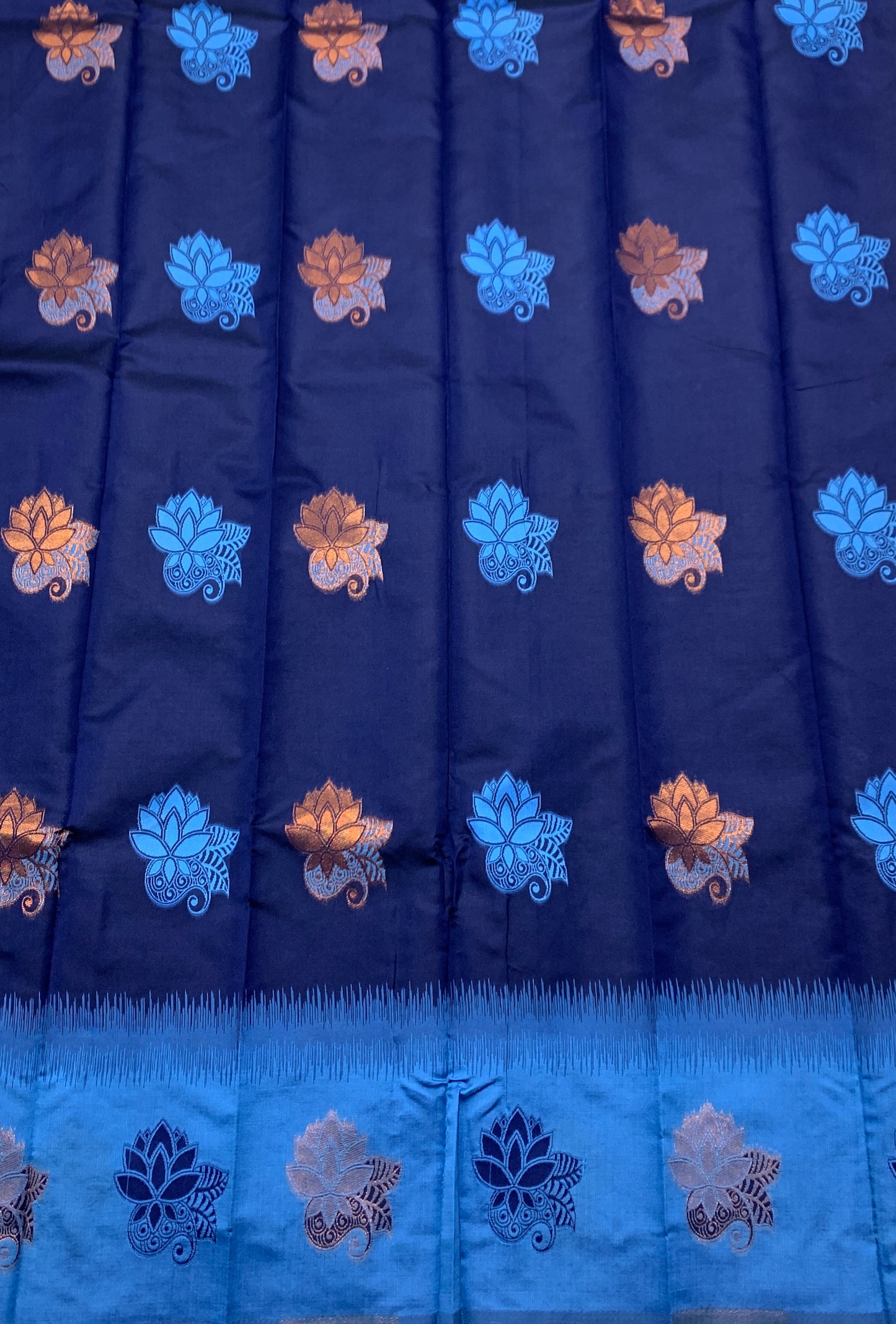 Art Silk Saree Blue Colour with Sky Blue Border