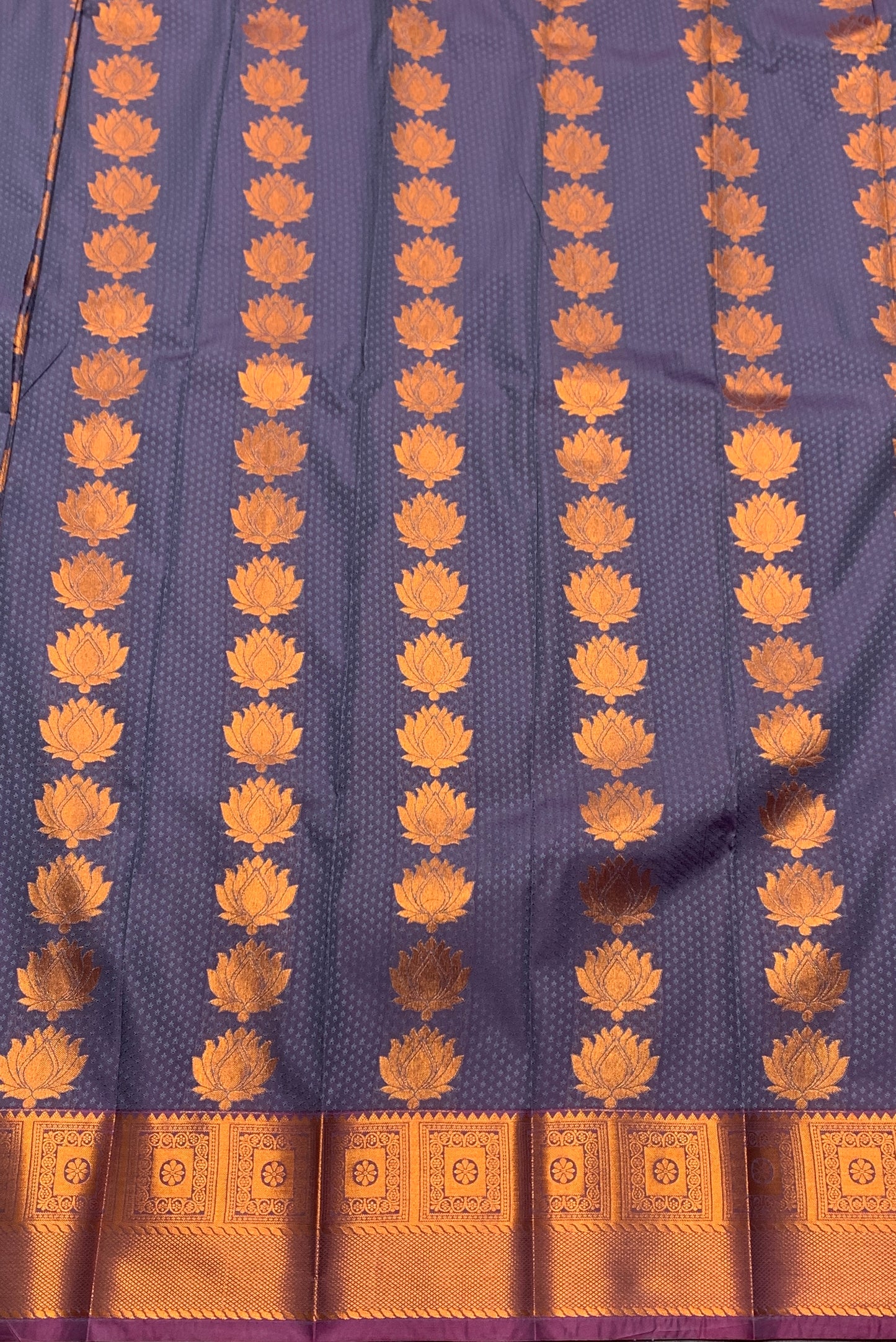 Vegan Silk Saree Gray Colour Saree with Copper Border