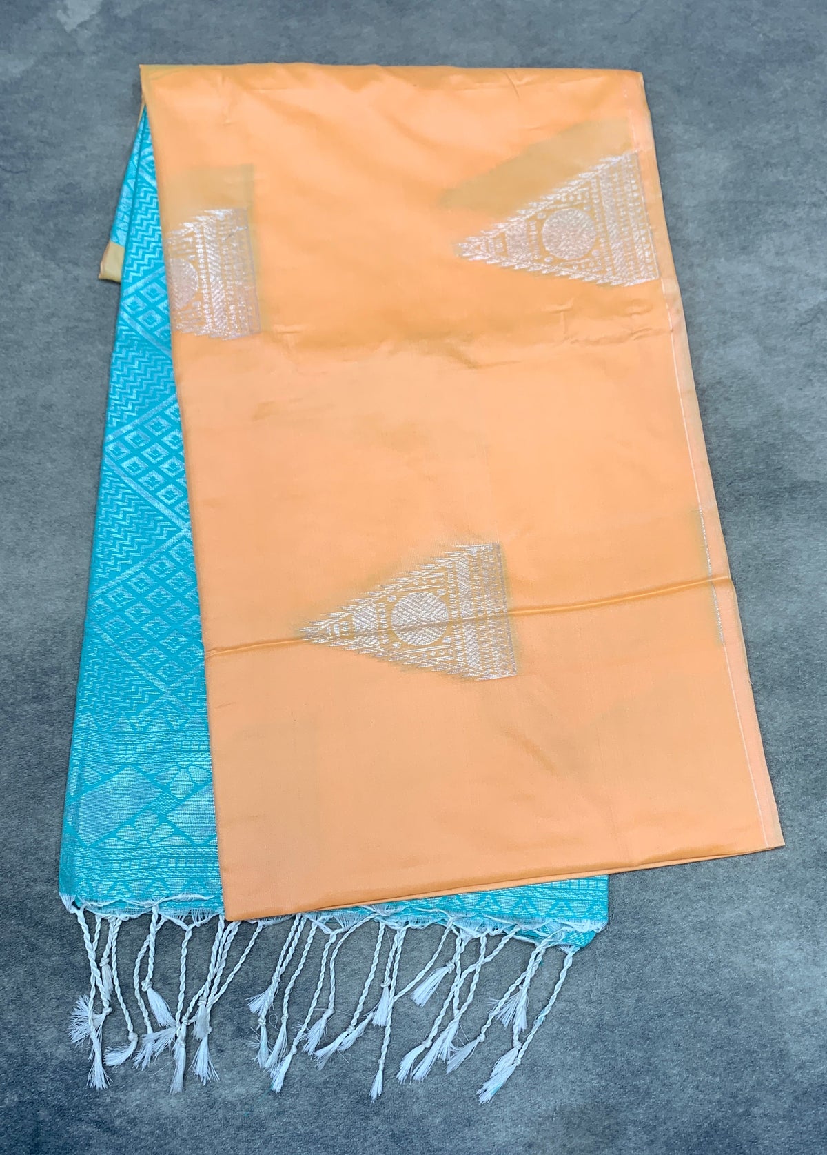 Art Silk Saree Peach Colour with Borderless