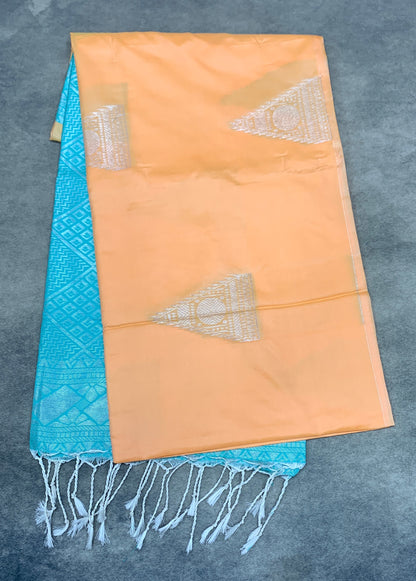 Art Silk Saree Peach Colour with Borderless