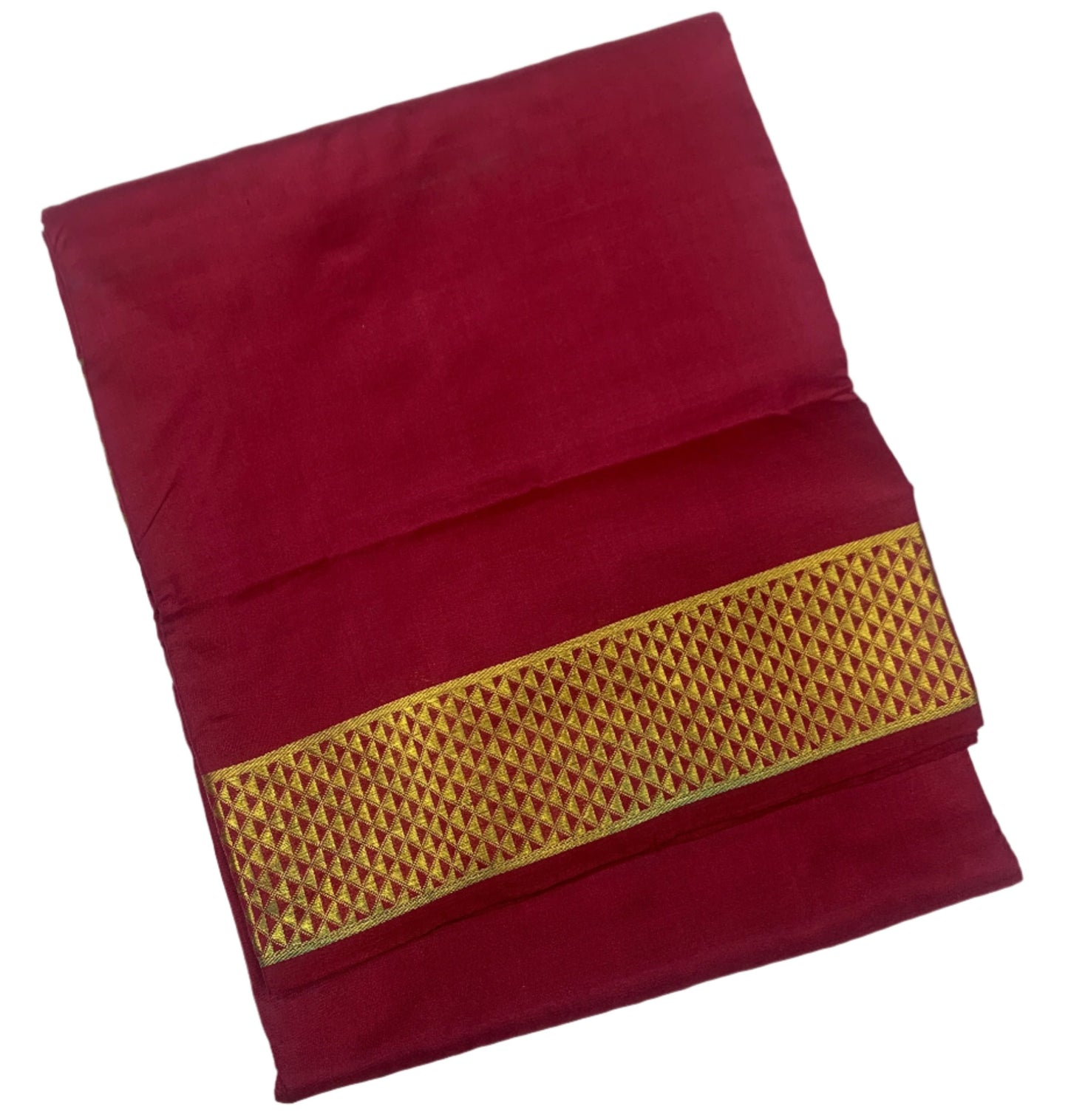 9 yards Pure Kanchipuram Silk Saree Maroon with Large Border