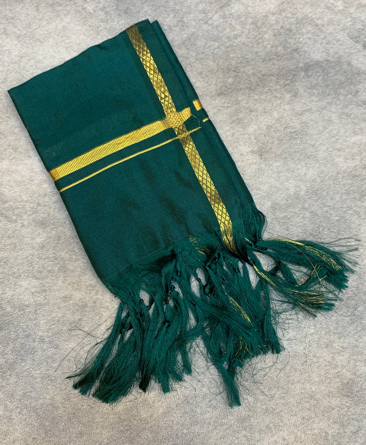 2 Mulam Silk Pooja Towel Forest Green Colour