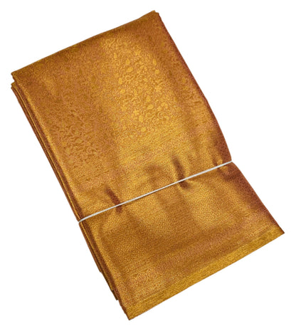 Peach and Golden Colour Soft Kanchi Tissue Pattu Saree with Self Border