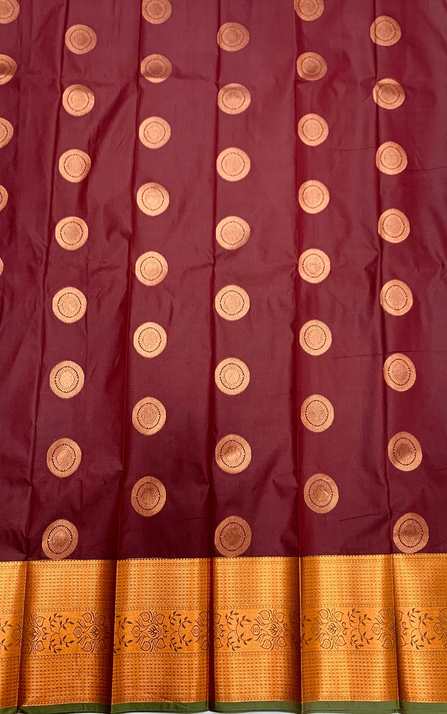 Vegan Silk Saree Brown shade with Copper Border