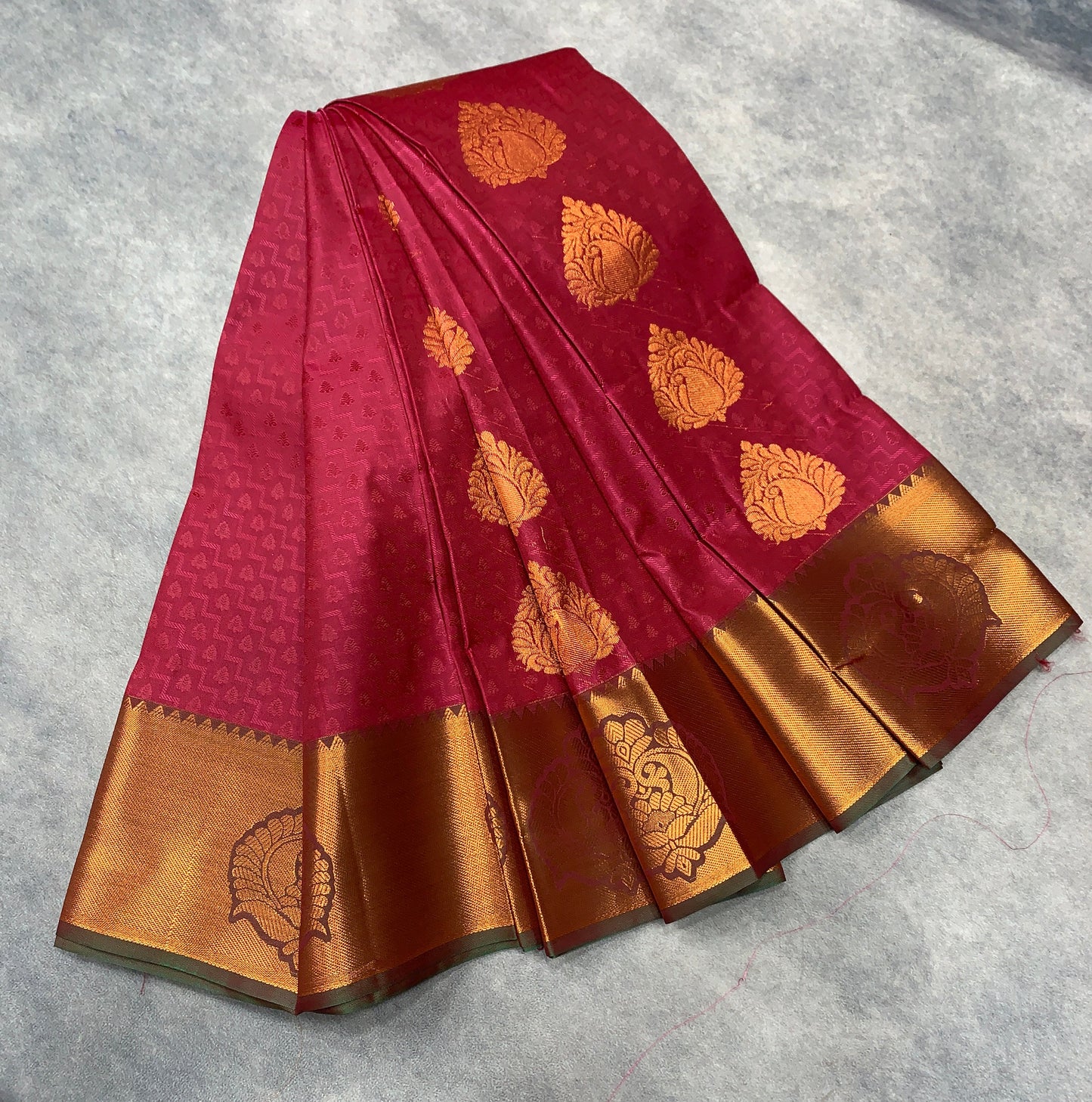 Vegan Silk Saree Maroon Colour Saree with Copper Border