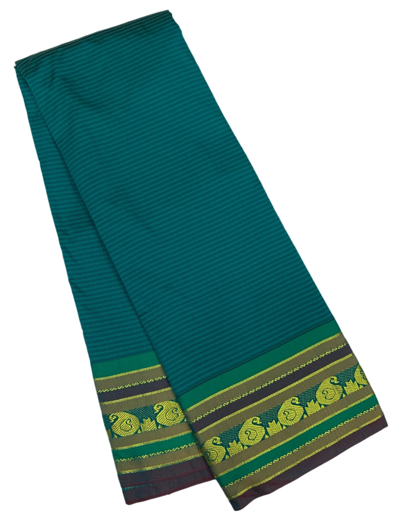 Arani Silk Saree Peacock Green Colour with Mango Design Border