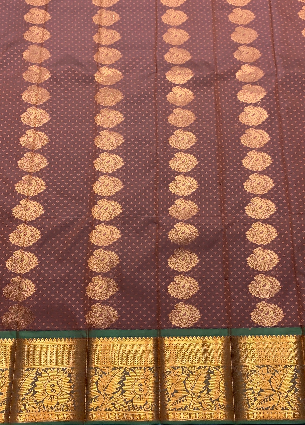Vegan Silk Saree Chocolate Brown Colour Saree with Copper Border