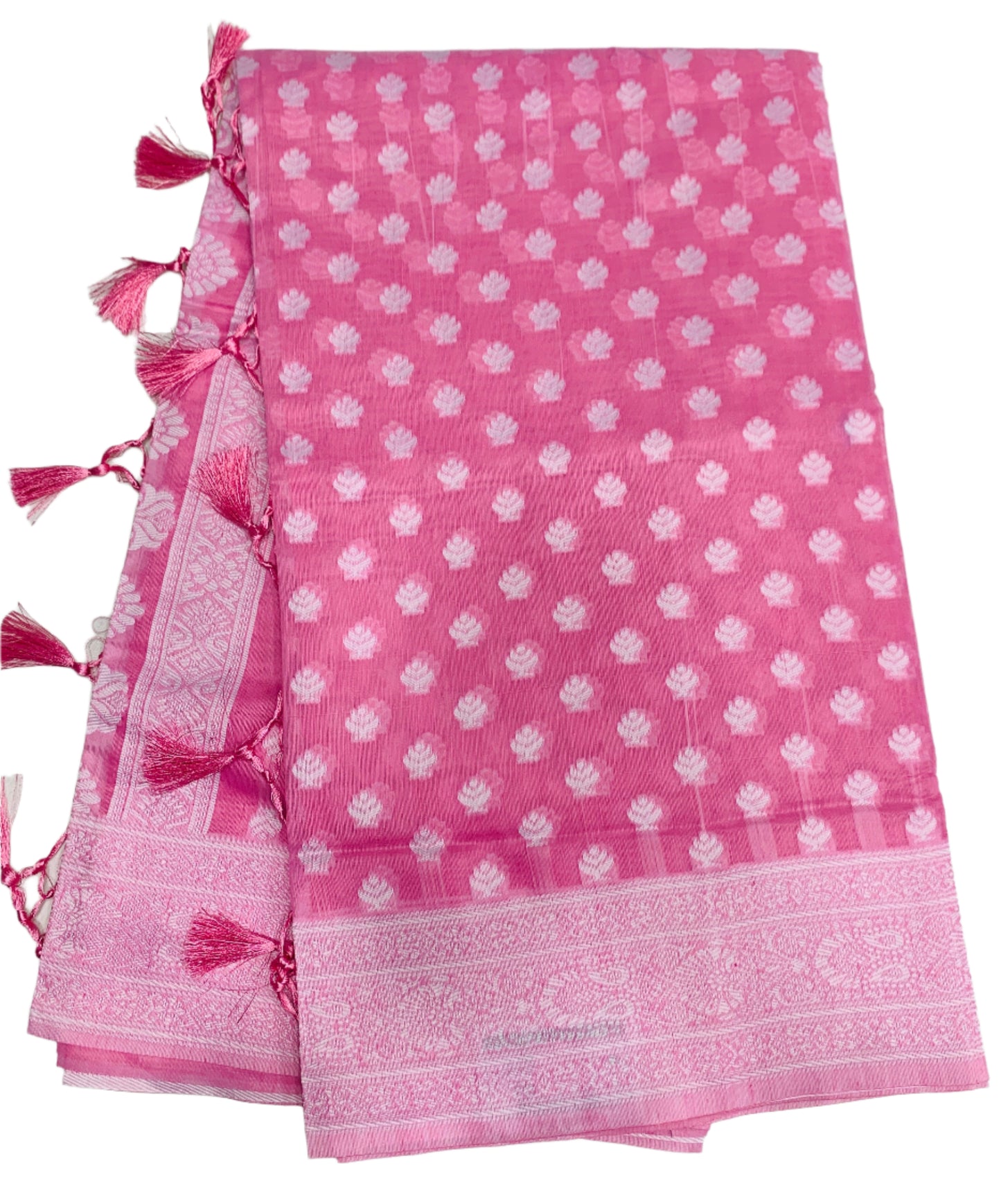 Banaras Katan Saree Baby Pink Colour with Katan Work Border