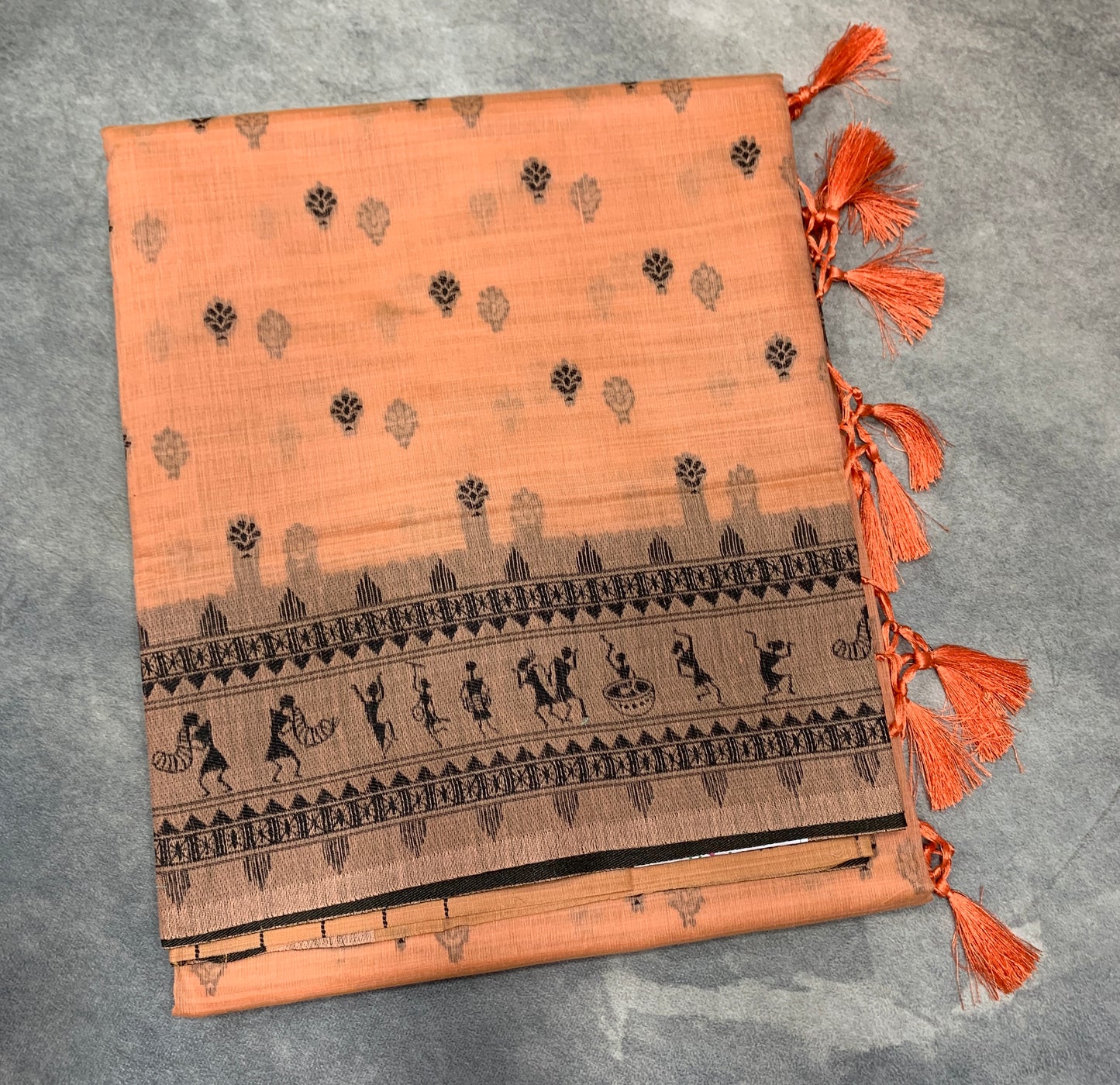 Banaras Katan Saree Orange Colour with Katan Work Border