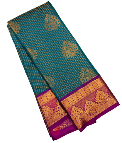 Art Silk Saree Rama Green Colour with Magenta Border