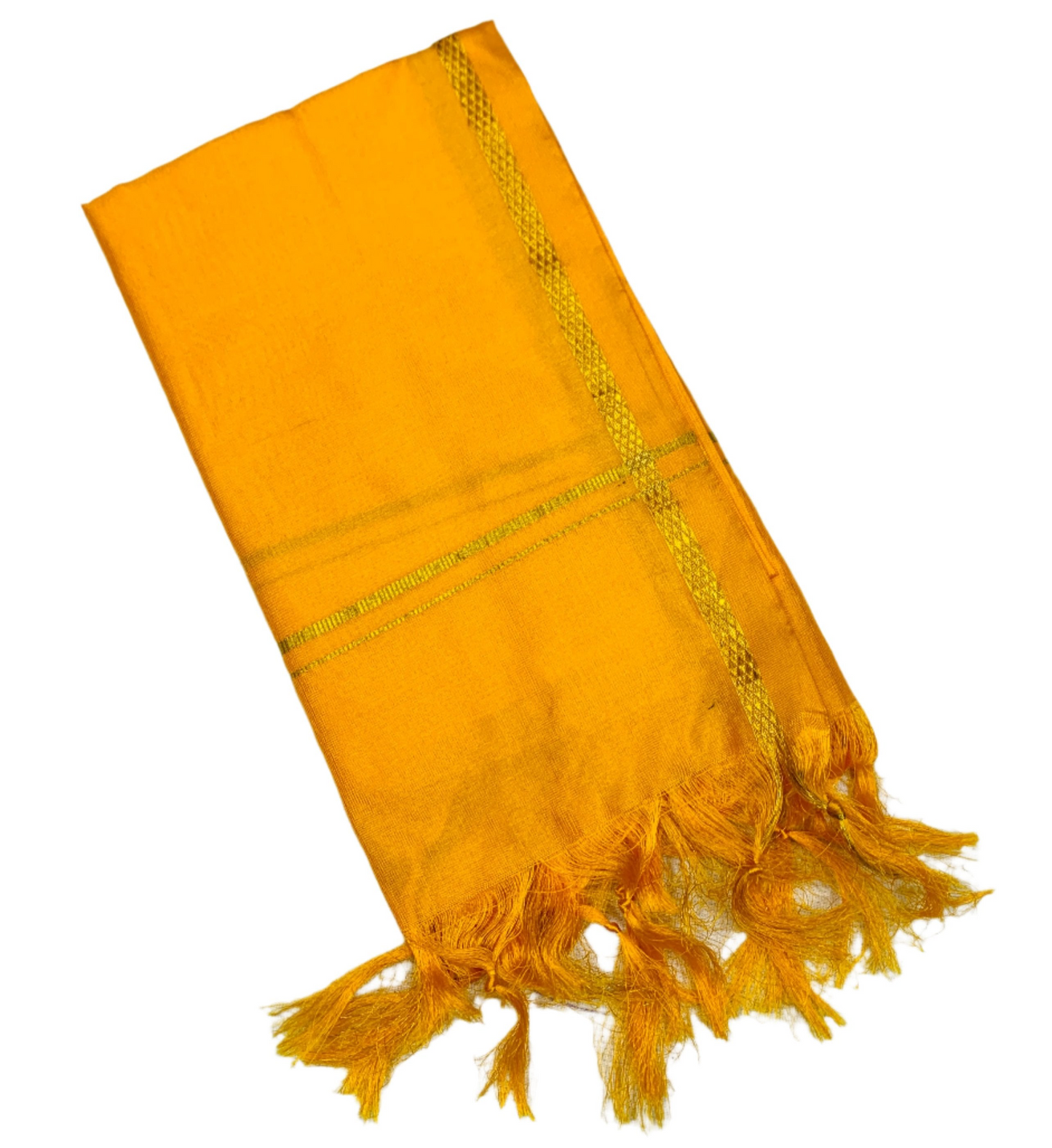 Silk Pooja Towel Yellow Colour