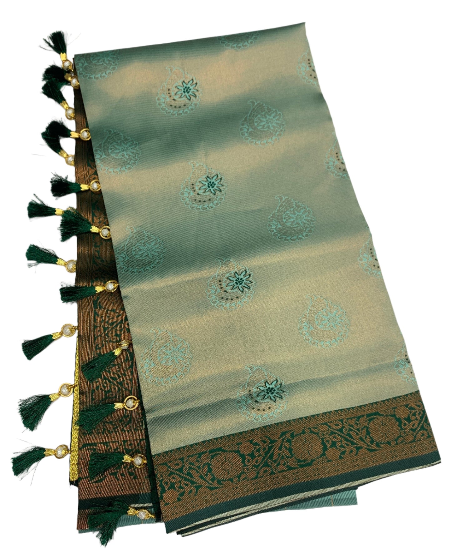 Art Silk Saree Pista Green Colour with Green Border