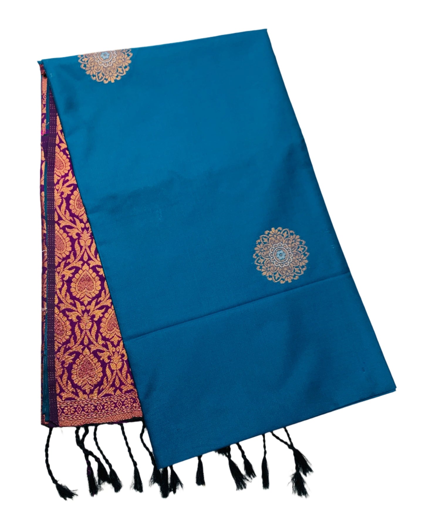 Soft Vegan Silk Saree Royal Blue Colour with Border Less